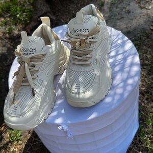 Women's Cream Athletic Shoes